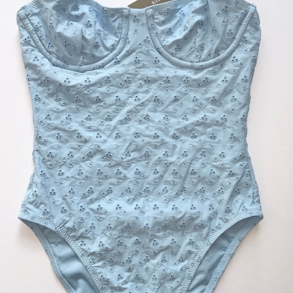 JCrew Light Blue Eyelet One-Piece Swimsuit